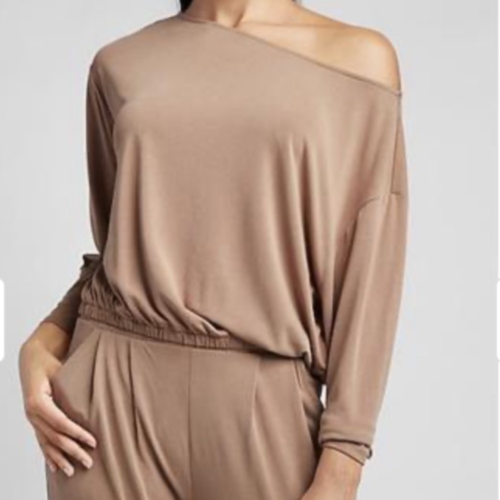 NWT - Express - Brown Silky Suede Off the Shoulder Top
